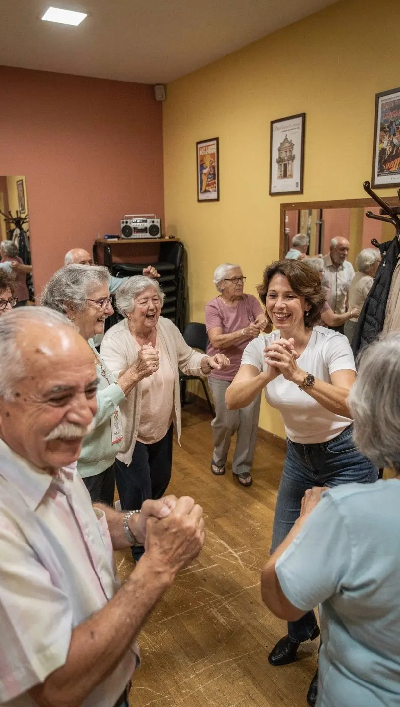 Family participating in dance program together.
