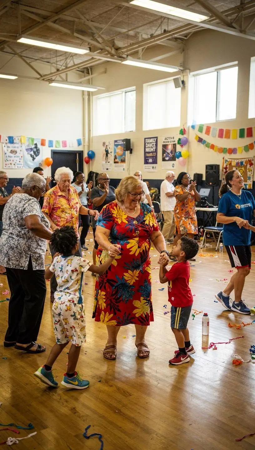 Group dance activities fostering social connections and wellness.